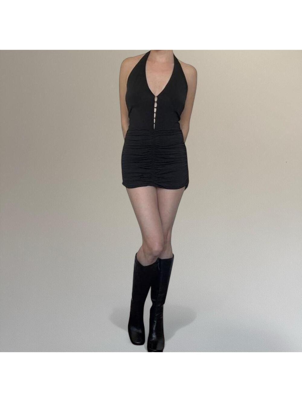 Y2K black halter mini dress from Laundry by Shelli Segal. Size M.